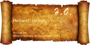 Hetesi Orion névjegykártya